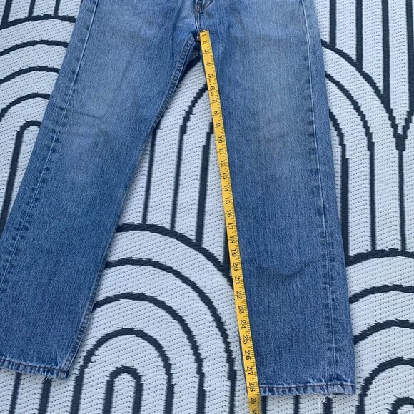 Levi's 505 Regular Straight Leg Distressed Denim Jeans - Picture 10 of 11